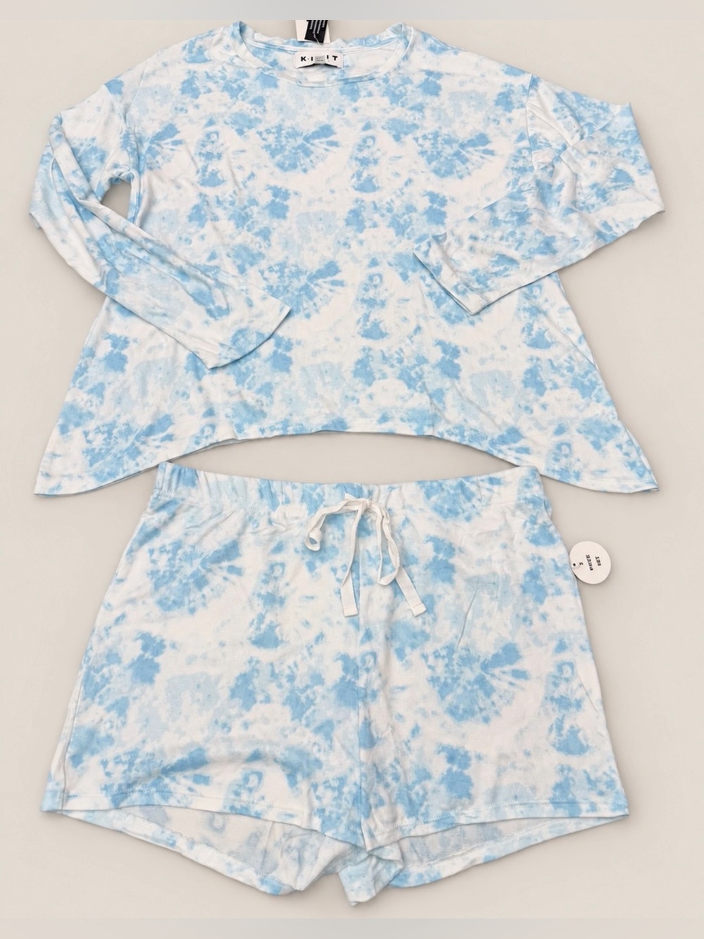 Women’s Aqua Blue Tie-Dye Pajama Set Size X-Large NWT KIKIT